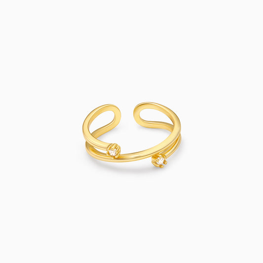 Golden Twist & Turn Zircon Ring