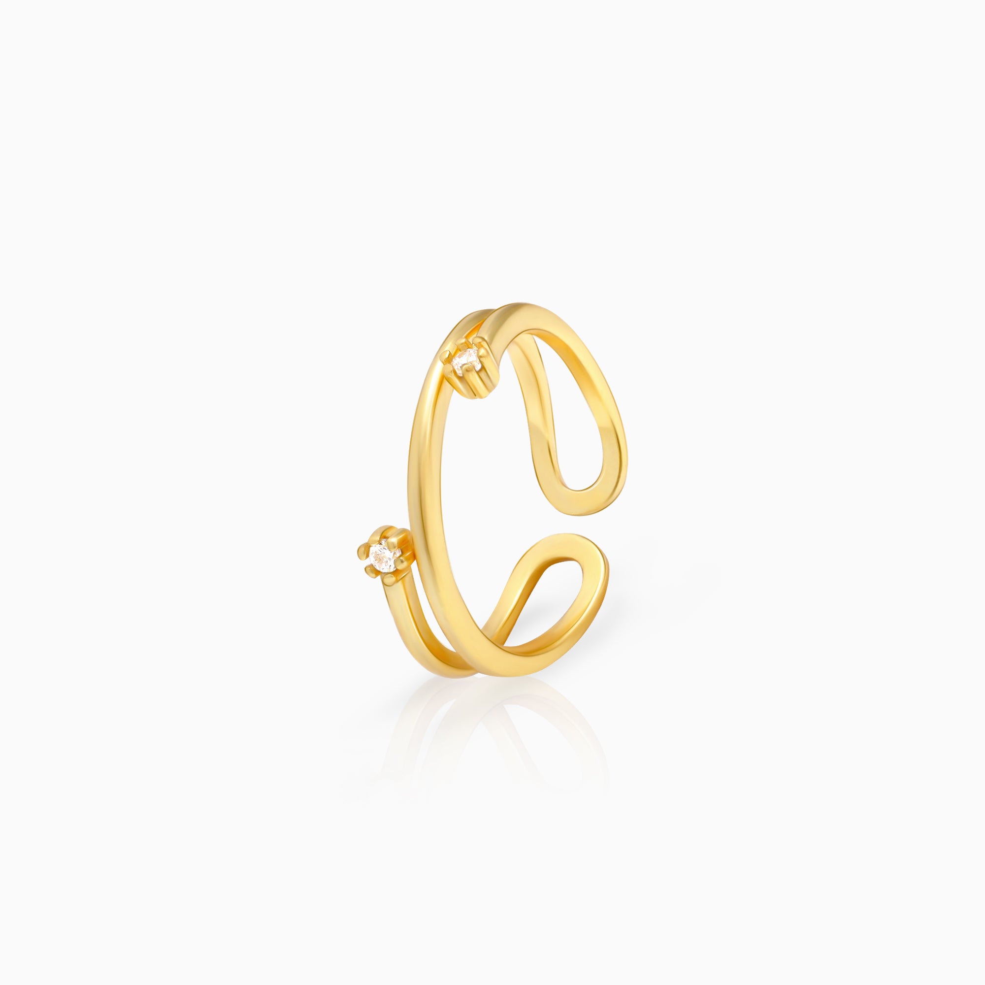 Golden Twist & Turn Zircon Ring - view 4