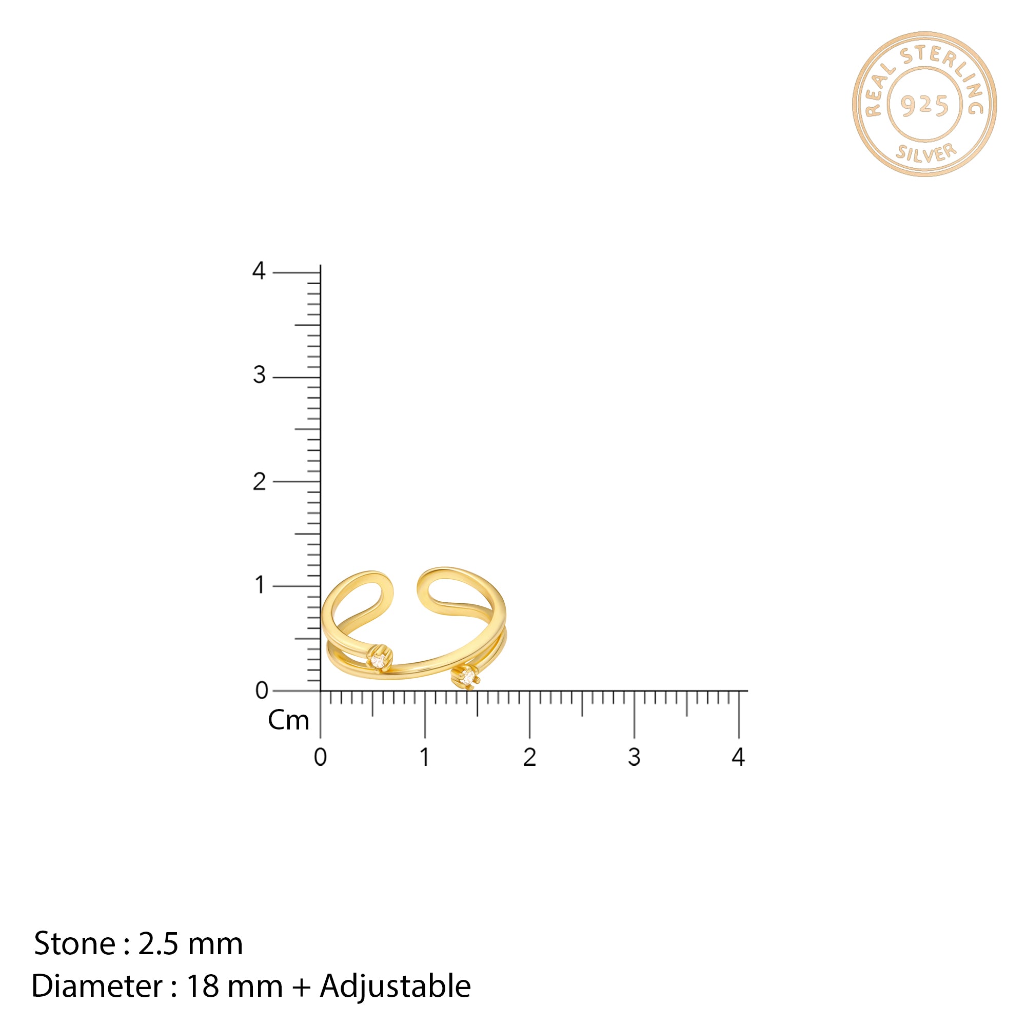 Golden Twist & Turn Zircon Ring - view 3