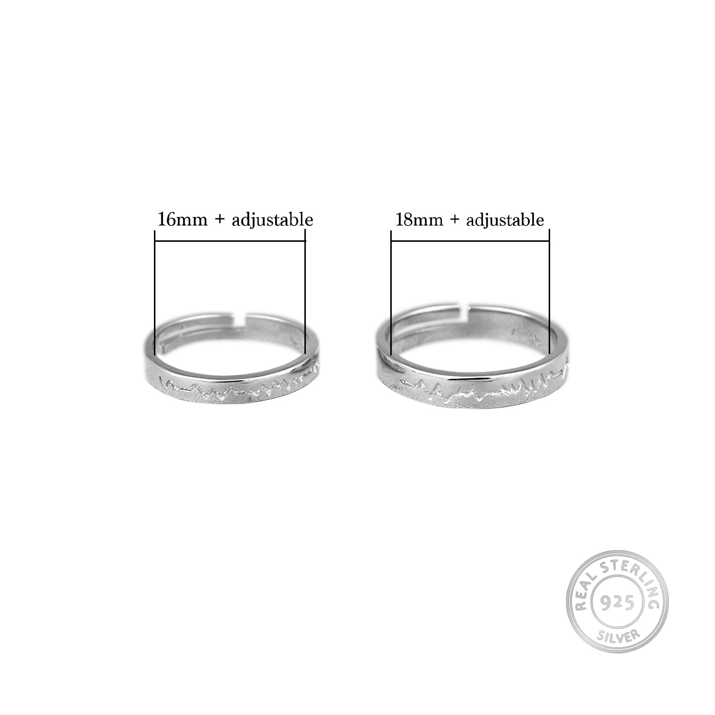 Silver Heartbeat Couple Rings - view 3