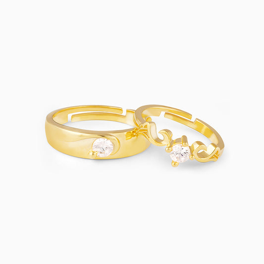Golden Glowing in Love Couple Rings