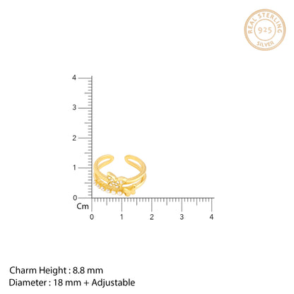 Golden Layered Butterfly In Love Ring