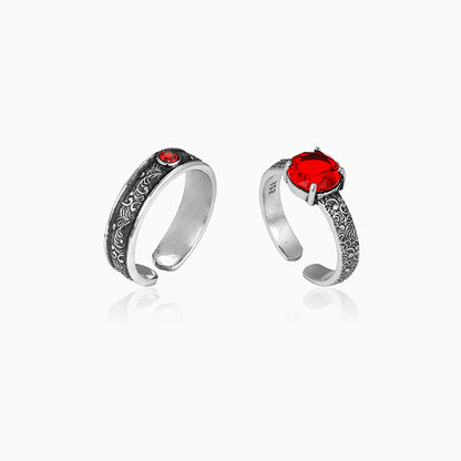 Oxidised Silver Rebels in Love Couple Ring