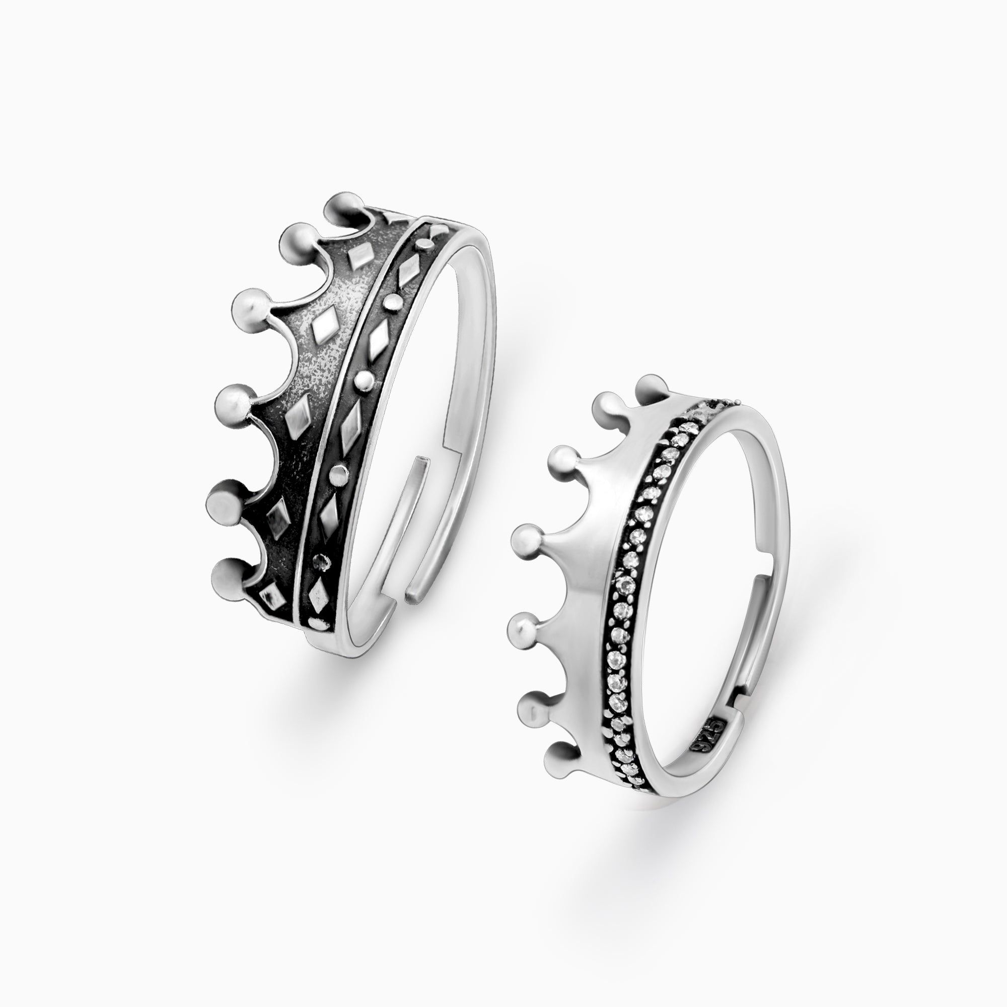 New Fashion Stainless Steel Crown Couple Ring Engagement - Temu