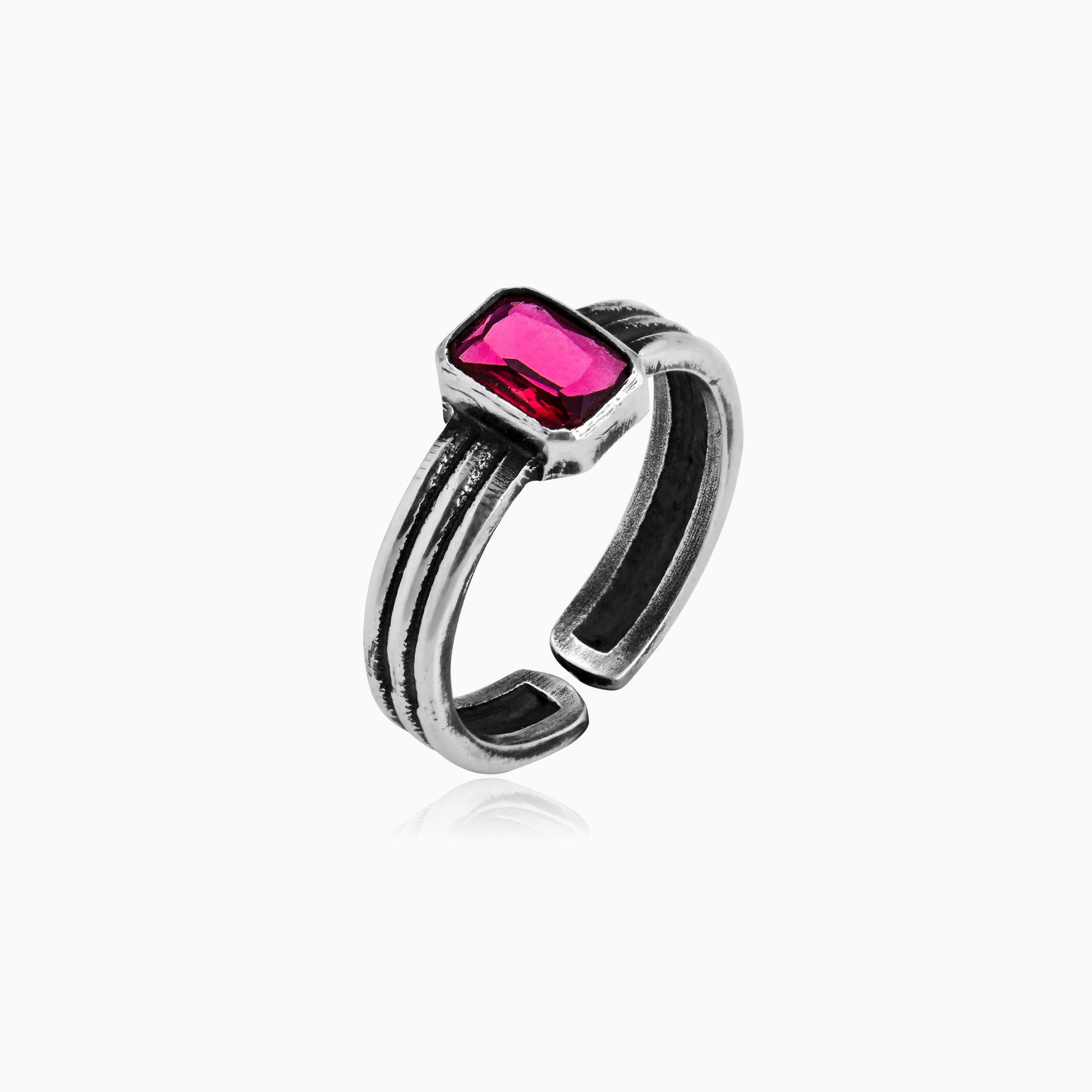 Hot Pink Fuchsia Agate Square Gold Polish Ring at best price in Jaipur