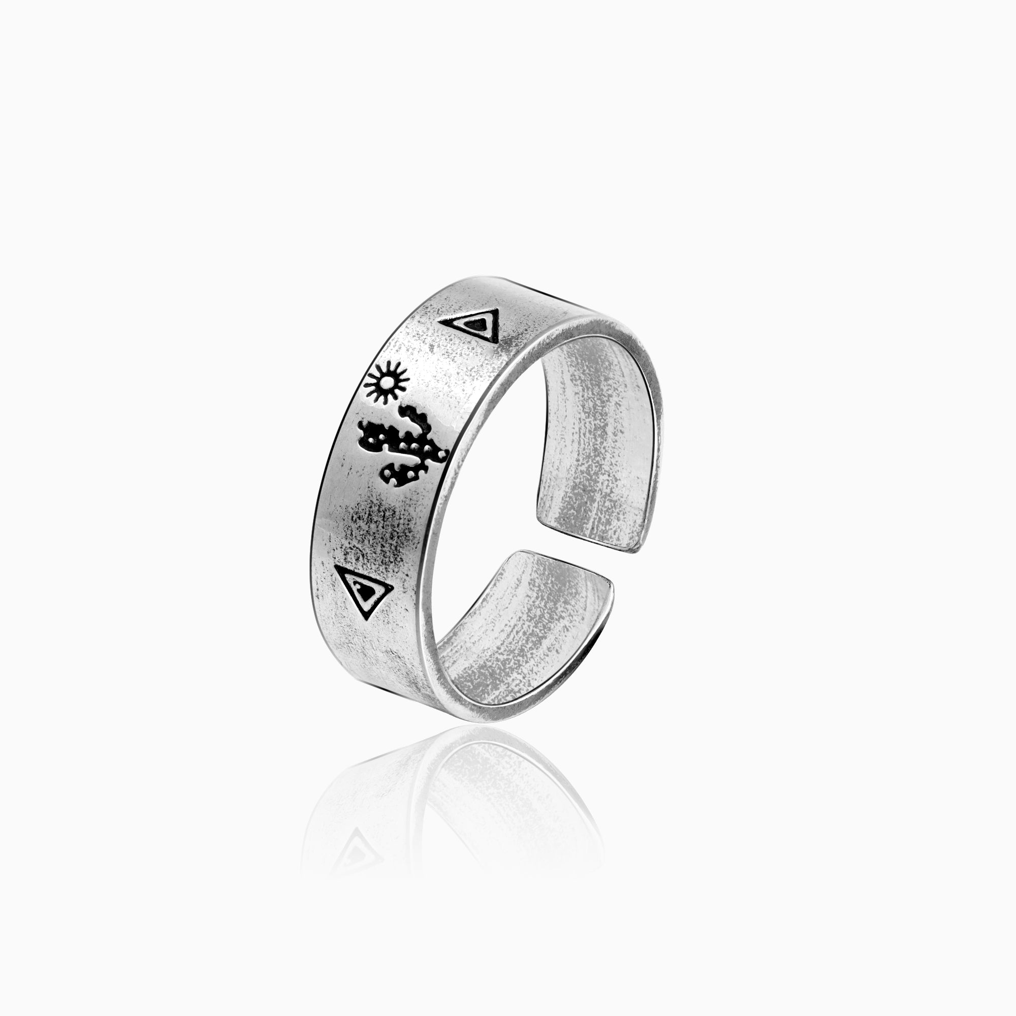 Oxidised Silver Archaic Ring - view 5