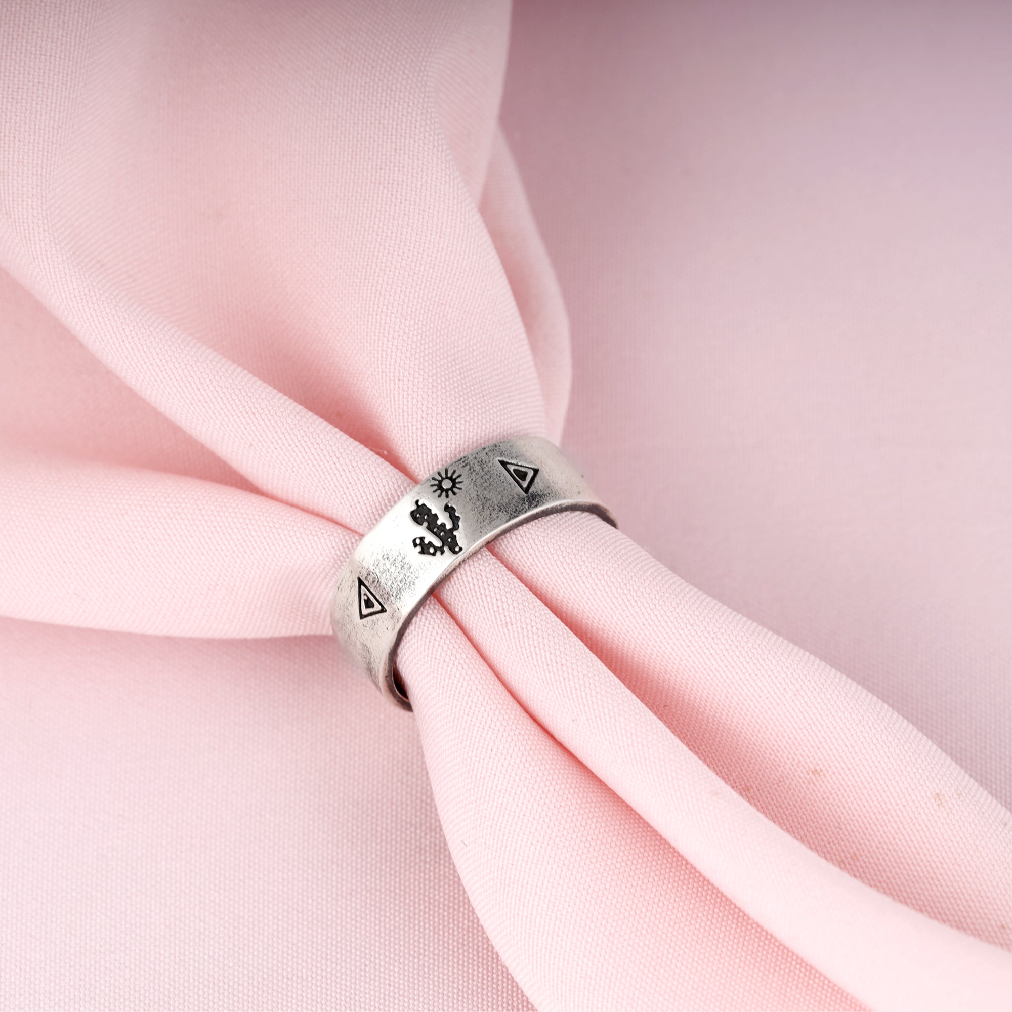 Oxidised Silver Archaic Ring - view 4