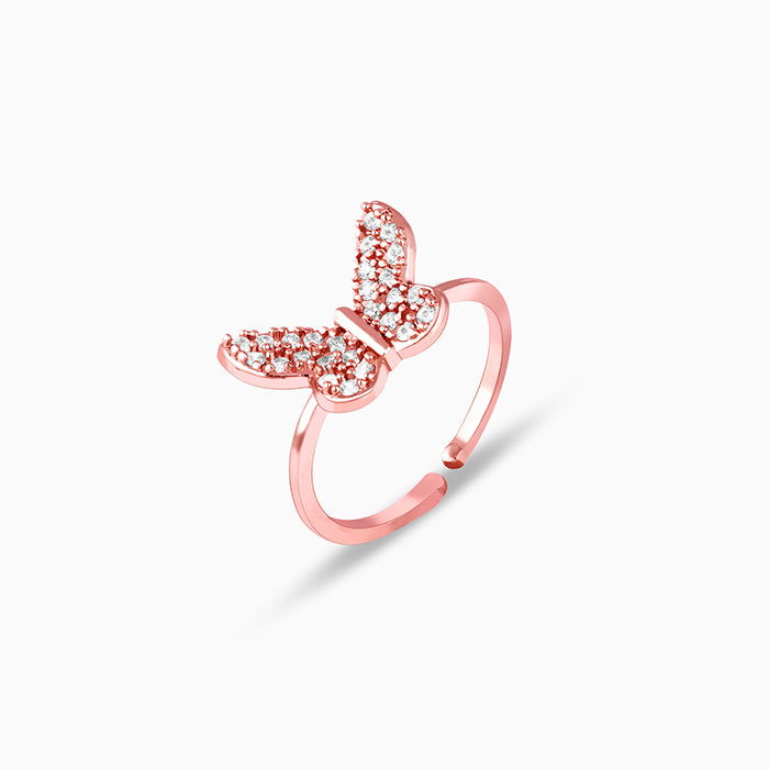 Rose Gold Butterfly Kisses Ring
