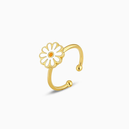 Golden White Daisy Spin Ring
