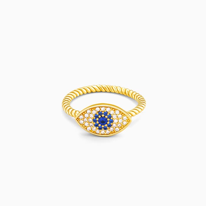 Golden Studded Evil Eye Spin Ring