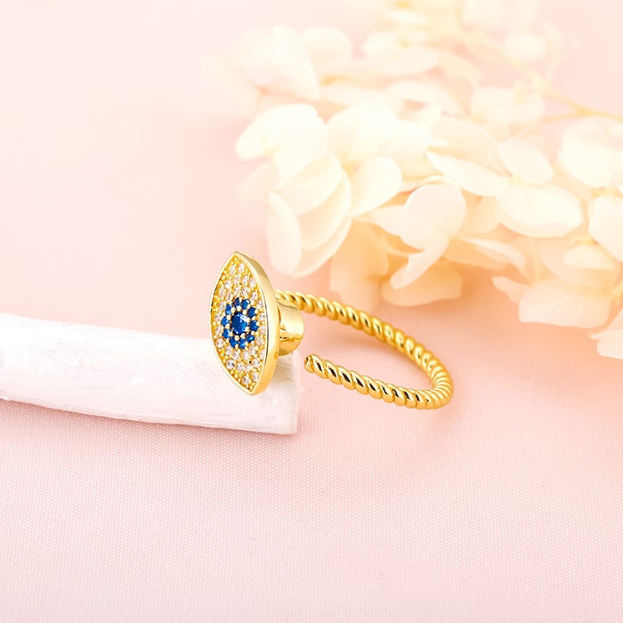 Amazon.com: 14k gold evil eye ring, small evil eye, 14k solid gold :  Handmade Products