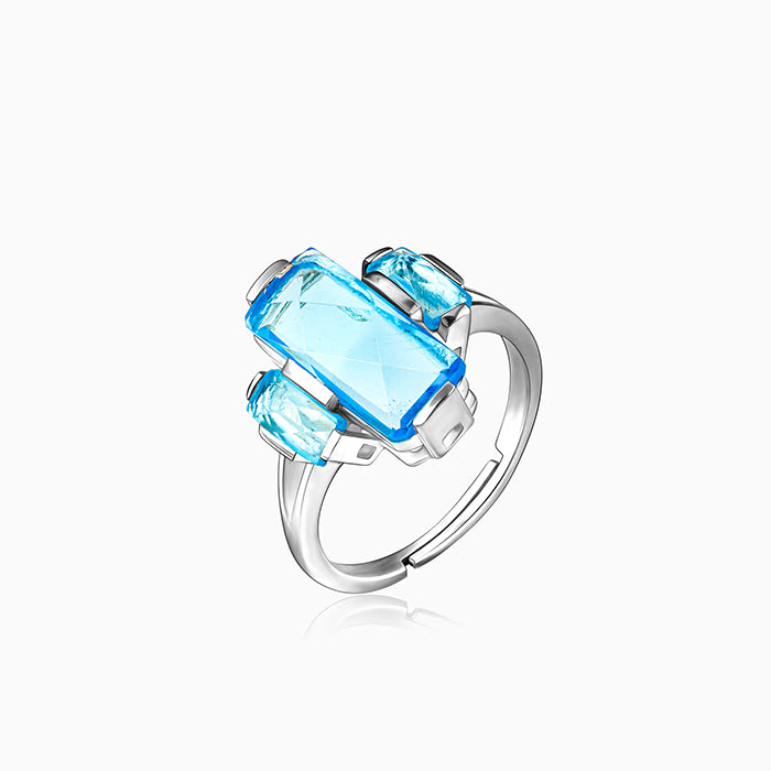 Silver Blue Bold Ring