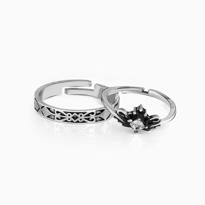 Oxidised Silver Love Bond Couple Rings