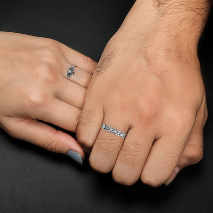 Oxidised Silver Love Bond Couple Rings