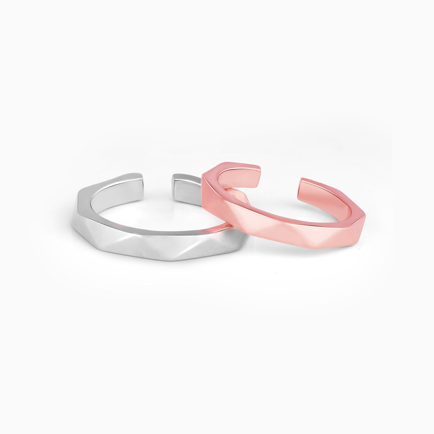 Rose Gold and Silver Couple Rings