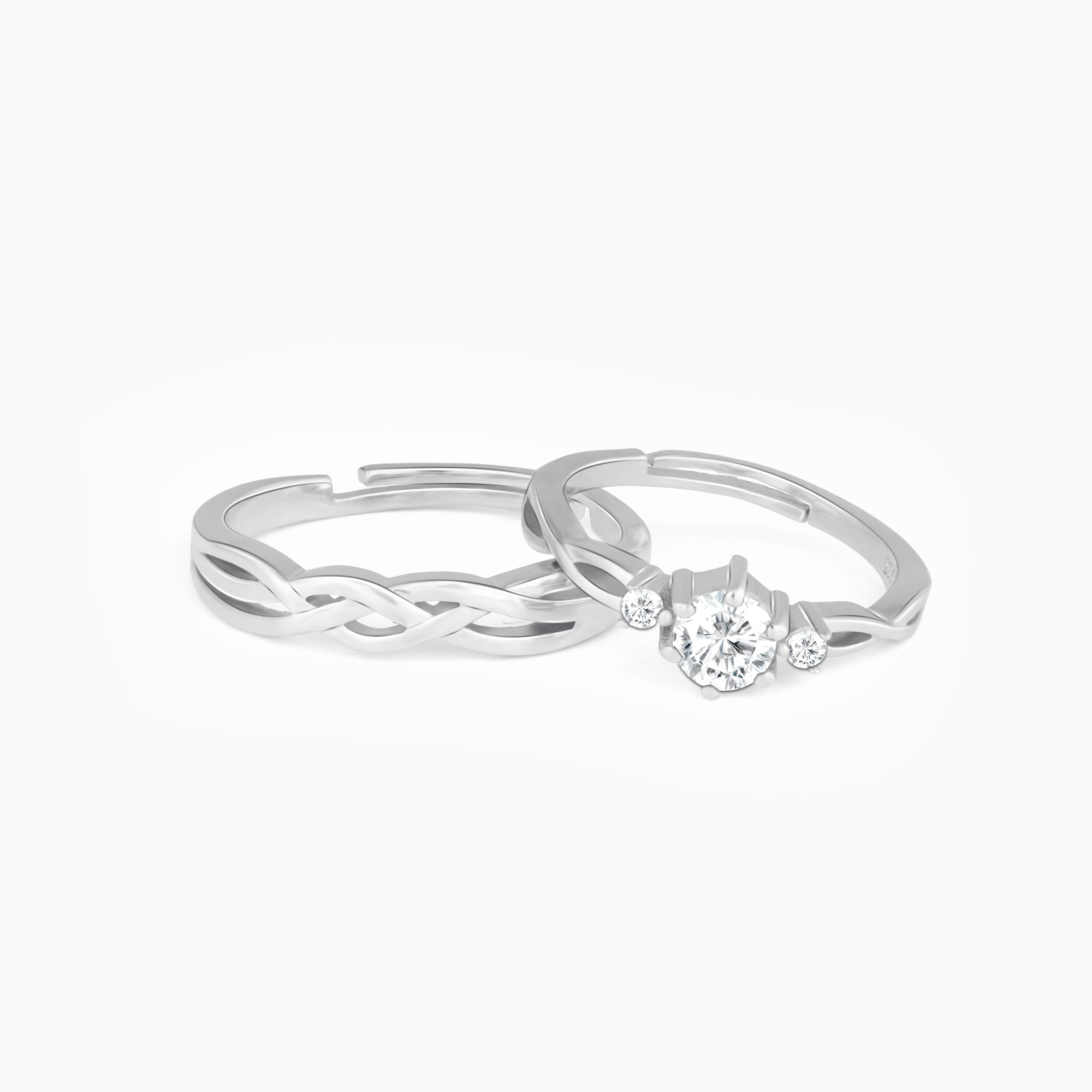Silver Elegant Love Couples Rings - Image 1
