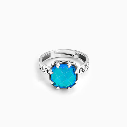 Silver Cerulean Blue Ring