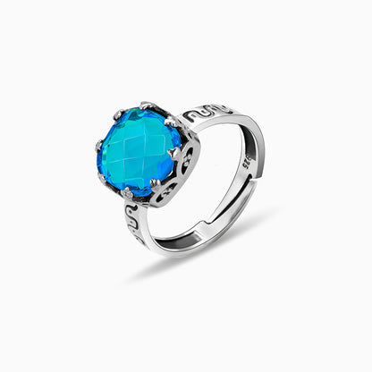 Silver Cerulean Blue Ring