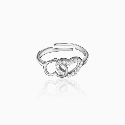 Silver Linked Heart Ring