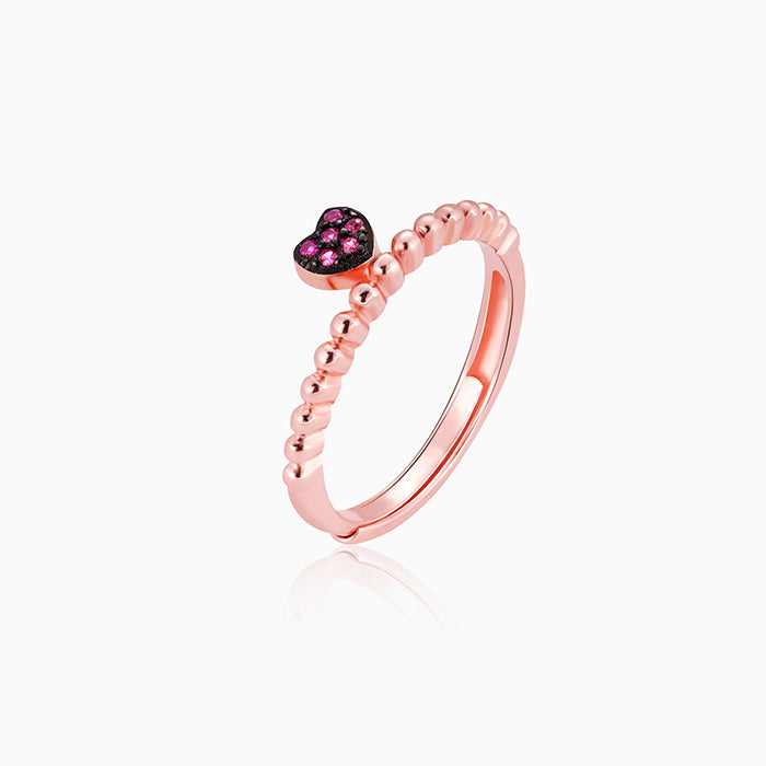 Rose Gold Red Hearts Ring