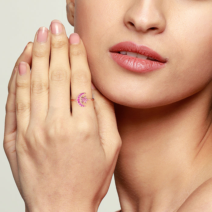 Rose Gold Pink Moon Ring - view 3