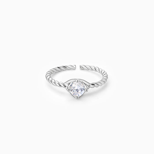 Silver Zircon Classic Twisted Ring