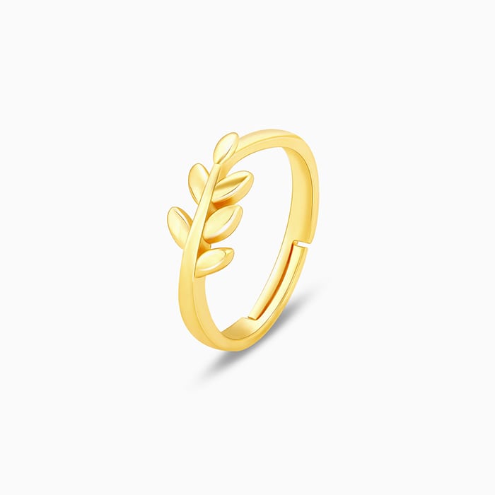 Golden Flowing Leaf Ring