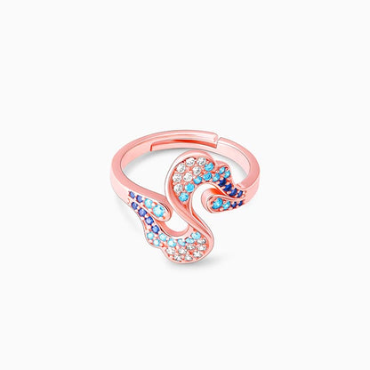 Rose Gold Zircon Studded Waves Ring