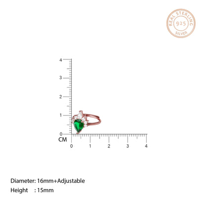 Rose Gold Emerald Green Drop Ring