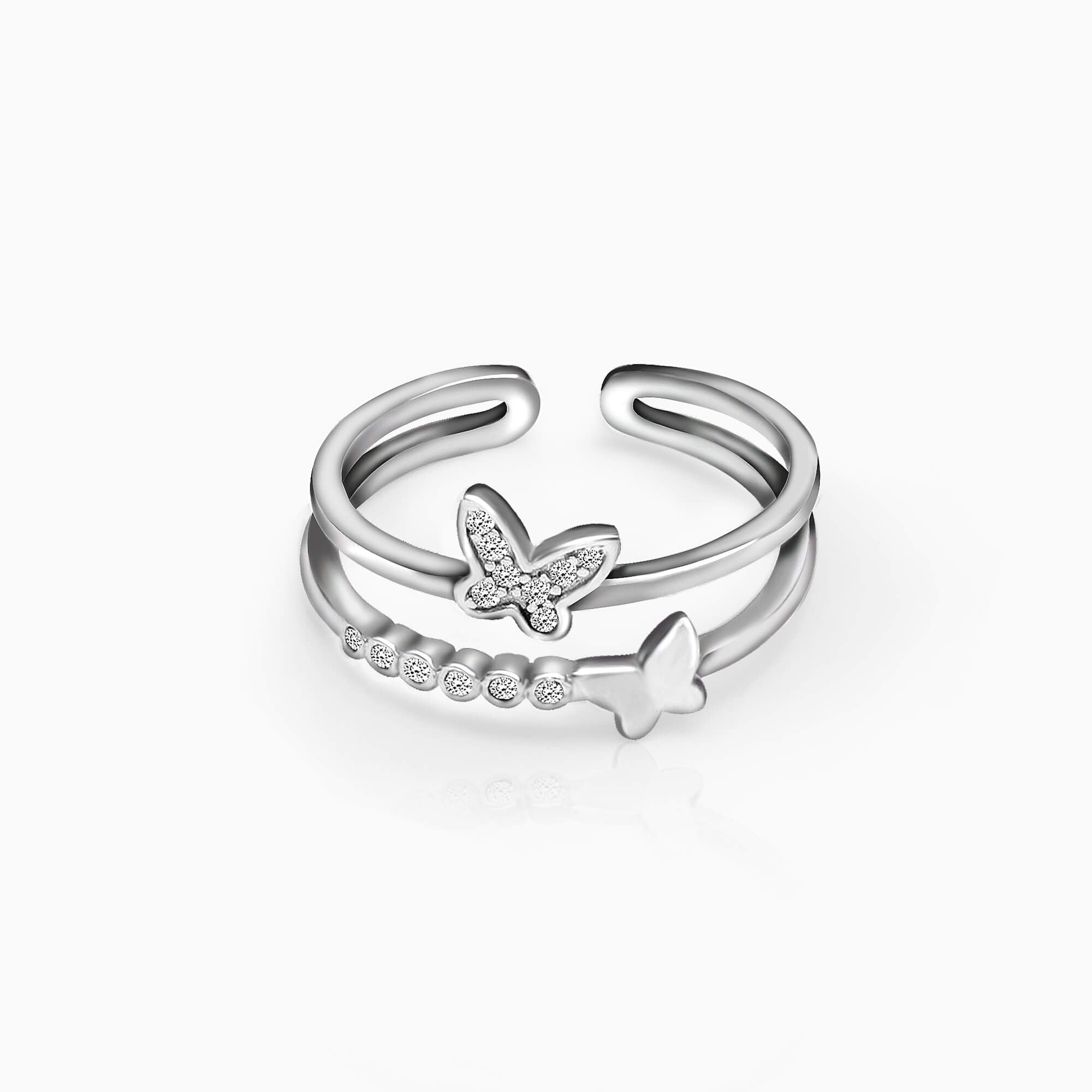 Silver Layered Butterfly Ring - Image 1