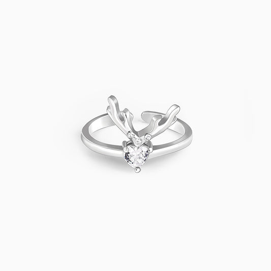 Silver Deer Heart Ring