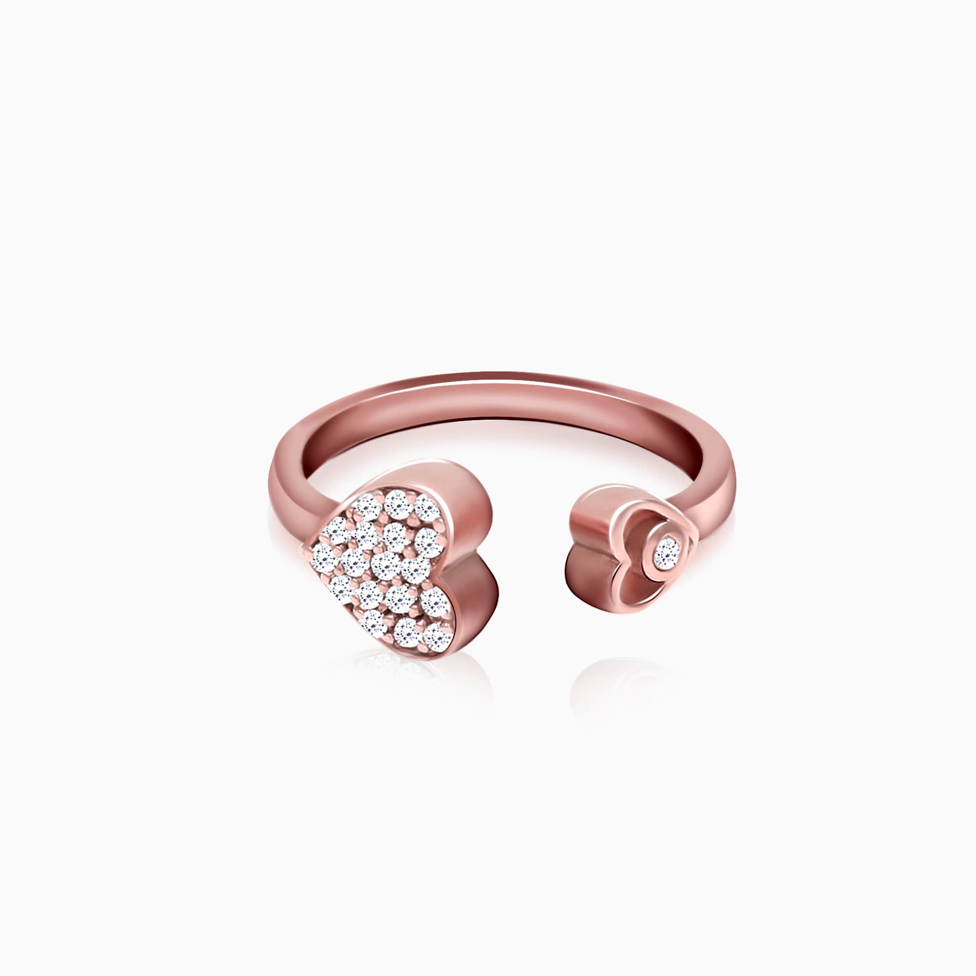Rose Gold Sparkling Heart Ring - Image 1