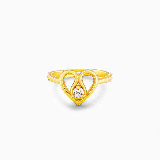 Golden Zircon Studded Heart Ring