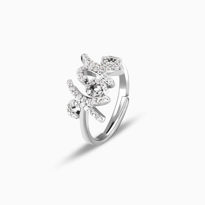 Silver Zircon Studded Hugs and Kisses Rings