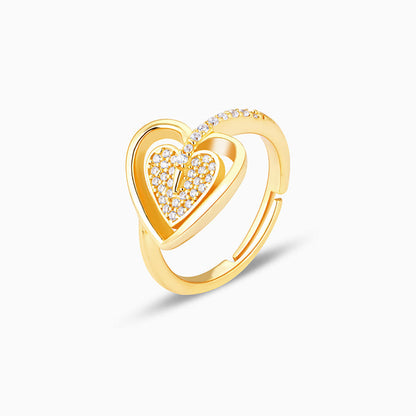 Golden Falling For Your Heart Ring
