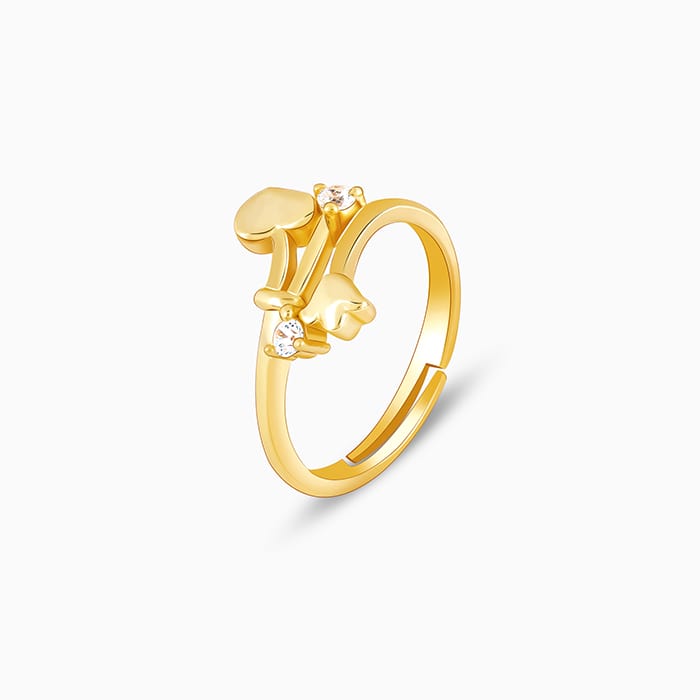 Golden Zircon Studded Blooming Love Ring