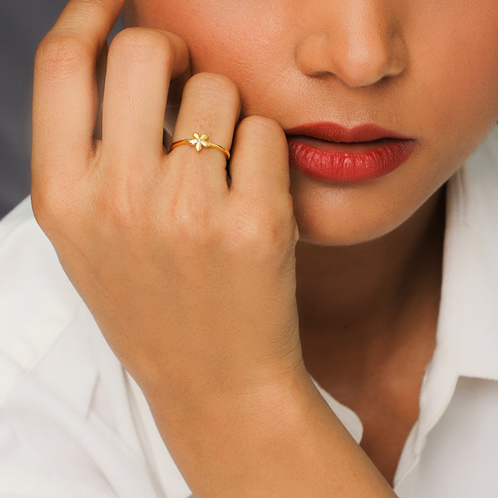 Floral Pearl Ring in 22k Gold GLR 038