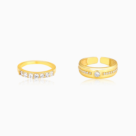 Golden Halo of Love Couple Rings
