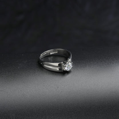 Silver Solitaire Of Love Couple Rings