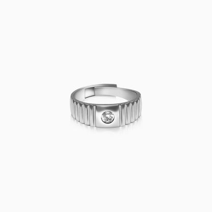 Silver Timeless Zircon Band For Him