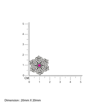 Oxidised Silver Pop Pink Flower Rakhi Set (Bhaiya Bhabhi)