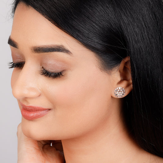 Silver Diamond Mesh Earrings
