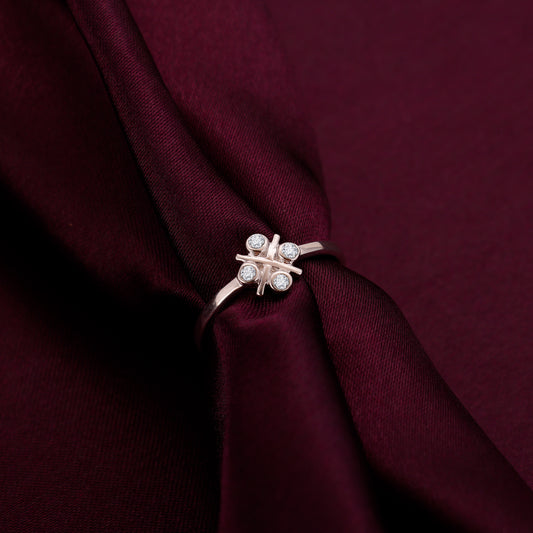 Silver Diamond Four of Wands Ring