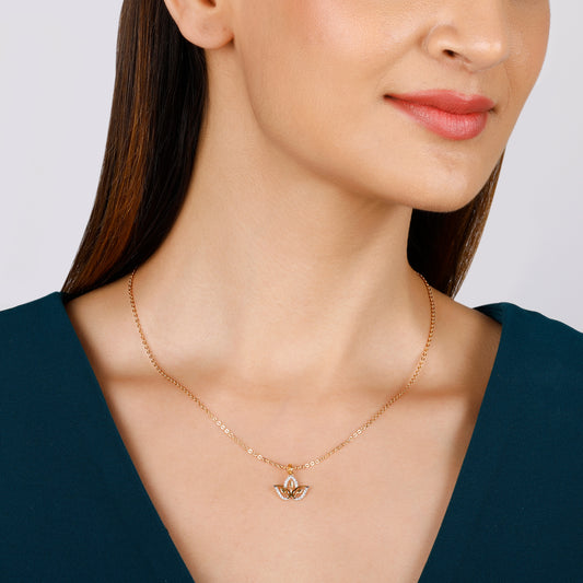 Golden Diamond Blossom Pendant with Link Chain
