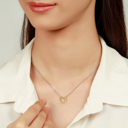 Golden Diamond Heart Swirl Pendant with Chain