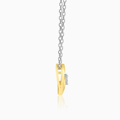 Golden Diamond Heart Swirl Pendant with Chain