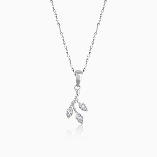 Silver Diamond Sparkling Fern Pendant
