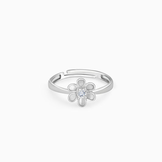 Silver Diamond Enchanting Flower Ring