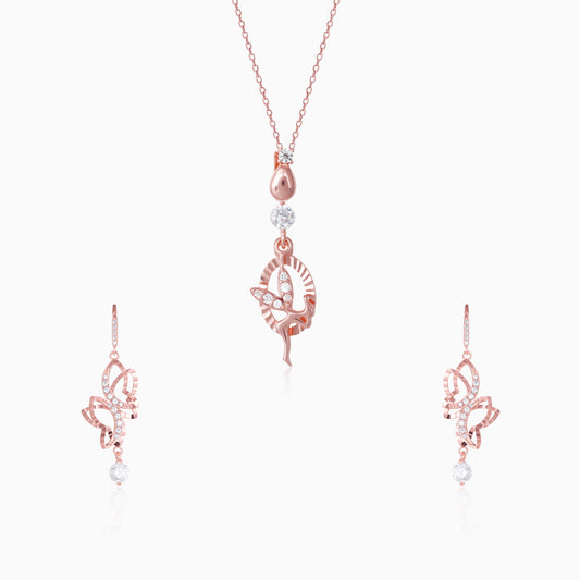 Rose Gold Zircon Fairy Set with Link Chain