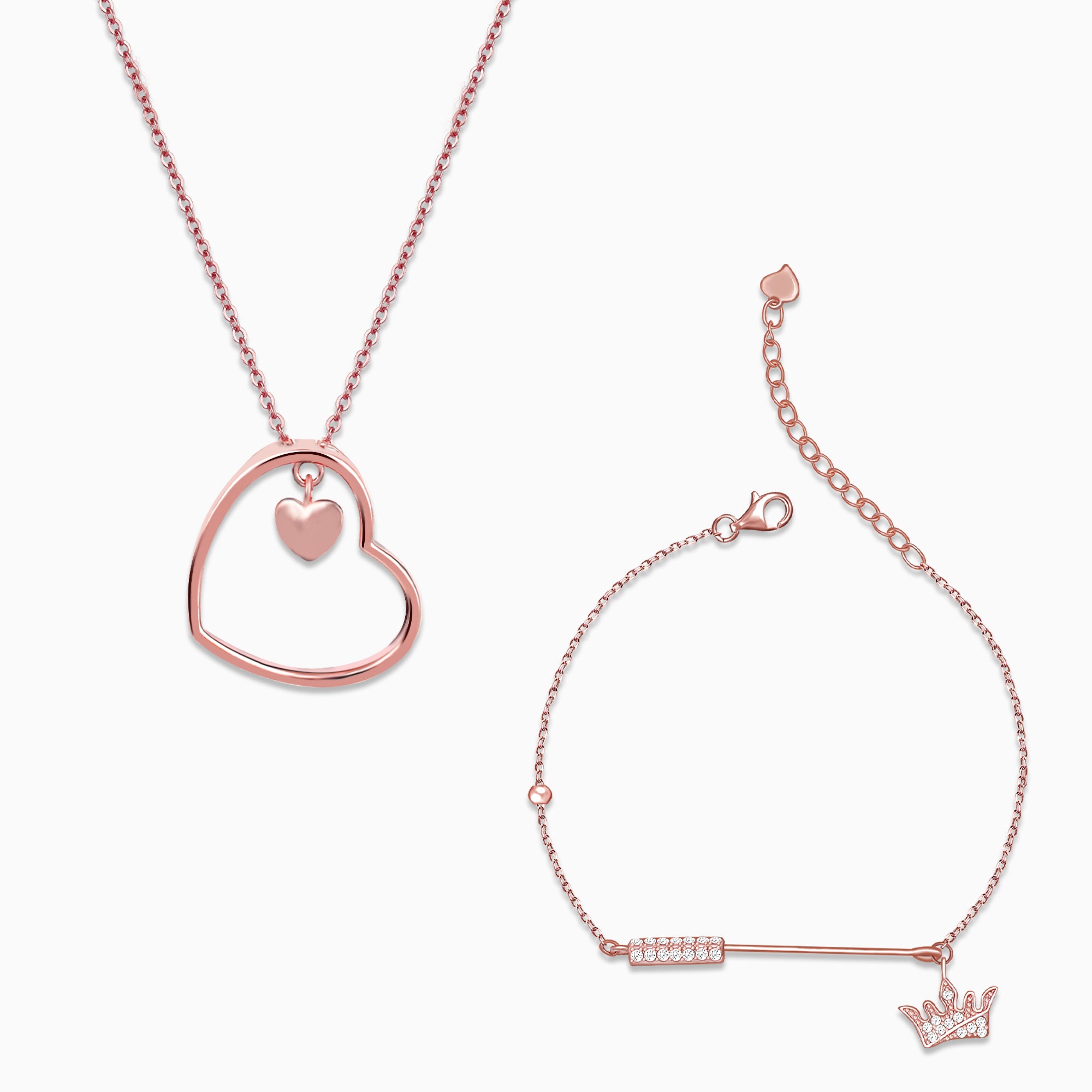 Rose Gold Crown Heart Duo - Image 1